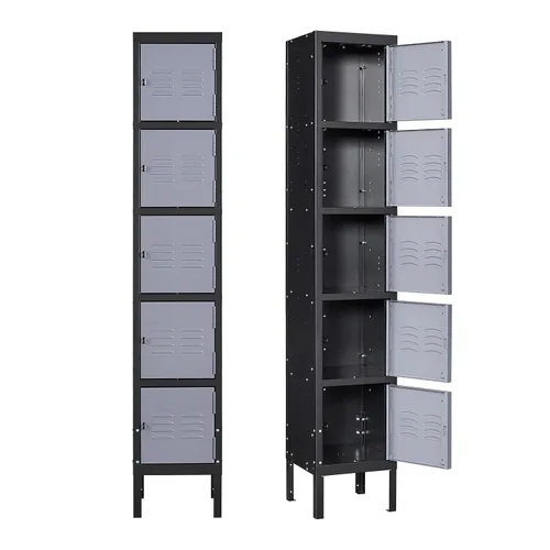 Yizosh Taquillas de metal para empleados con cerradura, armario de almacenamiento para empleados con 5 puertas, armario de almacenamiento alto de