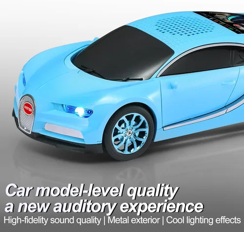 Miniatura 5 de WSTER Altavoz Bluetooth de lujo modelo de automóvil deportivo con sonido HD, emparejamiento estéreo TWS, pantalla de visualización, micrófono Azul