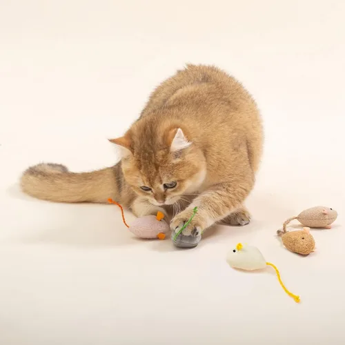 Miniatura 5 de Shudyear Juguetes para gatos, 5 juguetes de ratón, juguetes interactivos de animales de hierba gatera para gatitos de interior para eliminar