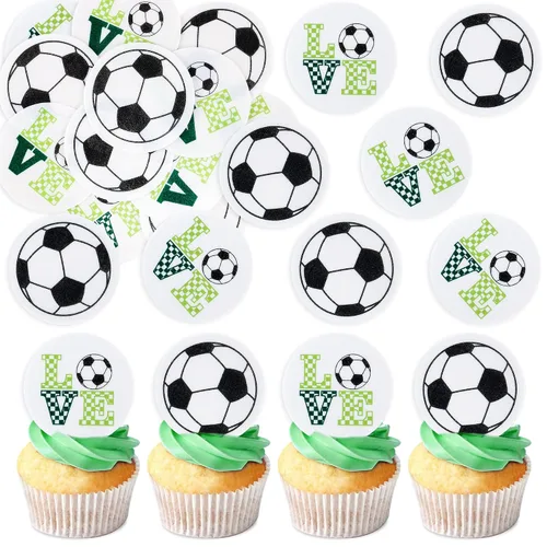 Miniatura 9 de Ercadio Paquete de 24 adornos para cupcakes de fútbol americano Oh Baby - Púas de rugby con purpurina negra para temática deportiva, baby shower