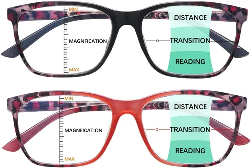 Miniatura 8 de COJWIS Progressive Multifocus Reading Glasses Blue Light Blocking for Women Men Spring Hinge Computer Readers