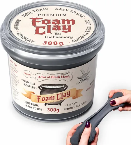 The Foamory Arcilla de espuma moldeable para cosplay (300g Negro) Arcilla seca al aire de alta densidad, espuma EVA se lija y pinta fácilmente, no