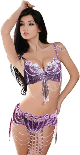 Miniatura 9 de ROYAL SMEELA Disfraz de danza del vientre para mujer, brasier tribal y cinturón, sexy traje de baile profesional para carnaval