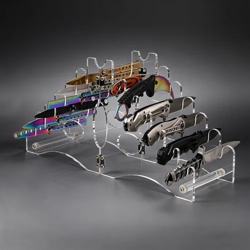 Miniatura 7 de WANLIAN Soporte para cuchillos (acrílico transparente), organizador de 12 ranuras y soporte de exhibición para cuchillos de bolsillo, sable, ideal