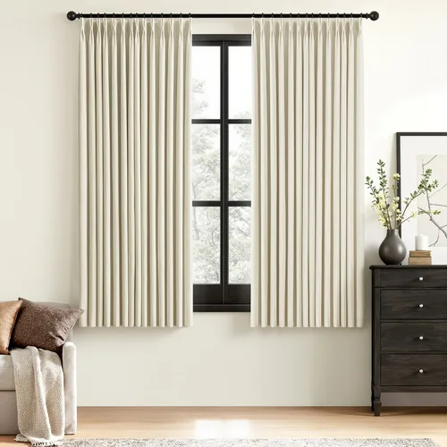 Miniatura 32 de MIULEE - Cortinas de lino beige con pliegues a presión 100% opacas para dormitorio, cortinas de ventana con memoria y bloqueo de luz para oscurecer