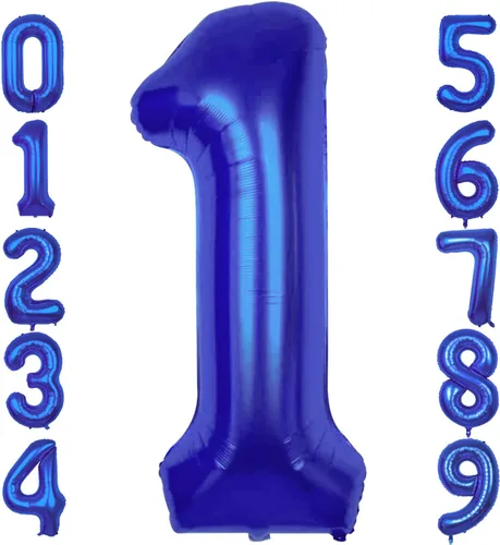 Miniatura 10 de Globos gigantes de 40 pulgadas de color azul marino con el número 0 Globo de 0 dígitos, globos del número 0 Globo azul oscuro 0 para decoración