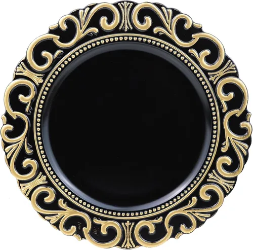 Miniatura 8 de Spsyrine Platos Base Dorados, Juego de 6 Platos Base para Platos de Cena, Platos Base de Mesa de 13 Pulgadas para Bodas al Por Mayor, Decoración