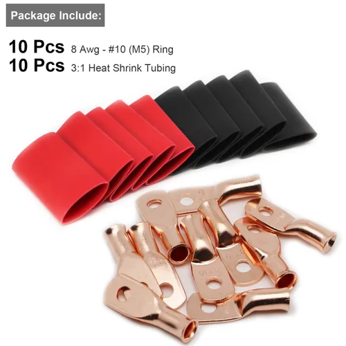 Miniatura 11 de TKDMR - Kit de 264 piezas de extremos de cable de batería, 132 piezas de terminales de anillo de lengüetas de cable de cobre resistentes AWG 8 6 4 2