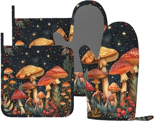 Miniatura 12 de Manoplas de horno y agarradores de ollas de mármol blanco y oro de silicona, accesorios de cocina de 4 piezas, guantes largos resistentes al calor