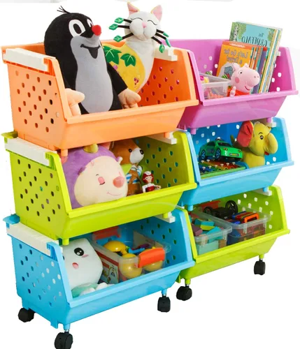 – Cofre para juguetes de niños, gran canastilla de almacenamiento, organizador con ruedas, se mueve a todas partes, natural/primario, colección