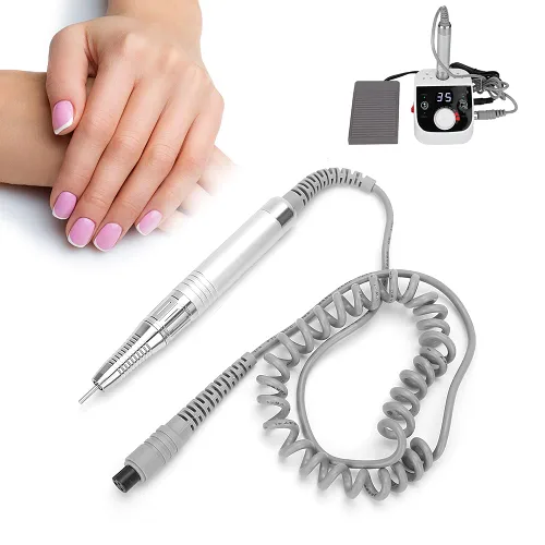 Miniatura 2 de Taladro de uñas eléctrico de 35000 RPM, herramientas de pulido de arte de uñas con vástago de mano, kit de taladro profesional para lima de uñas