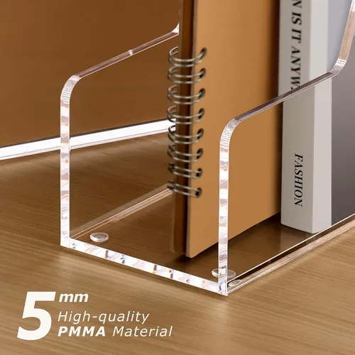 Miniatura 5 de SANRUI Paquete de 2 soportes de acrílico para archivadores de revistas, organizador de escritorio, revistero, transparente, vertical