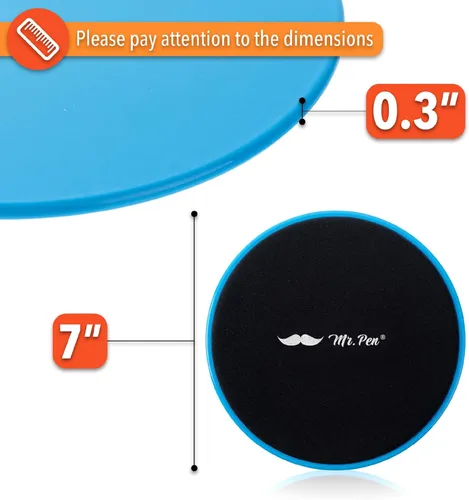 Miniatura 3 de Mr. Pen Deslizadores centrales para entrenar – Paquete de 2 discos deslizantes de entrenamiento de doble cara Azul