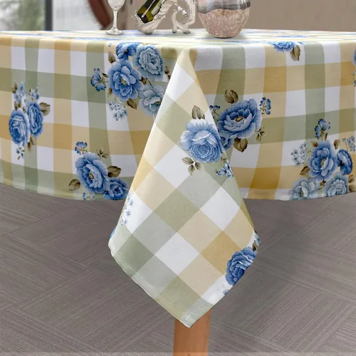 Miniatura 19 de Mantel rectangular con estampado floral de 60 x 84 pulgadas, resistente a las manchas e impermeable, mantel de vino para cocina, comedor, decoración