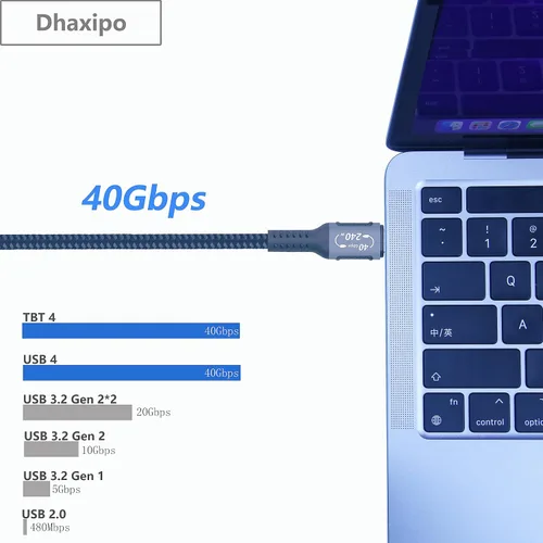Miniatura 3 de Cable de alimentación USB 4 para Thunderbolt 4/3 240W/100W, 5K/4K/8K @60Hz para cable Thunderbolt 4, transferencia de datos de 3.0 ft/3 pies 40 Gbps
