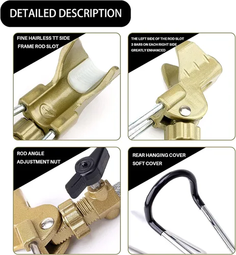 Miniatura 3 de Soporte para caña de pescar con campanas de alarma de caña de pescar, universal ajustable, dorado, soporte de caña de pescar de mano y mar, soporte