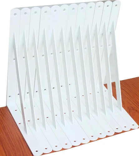 Miniatura 14 de Paquete de 16 soportes de estante resistentes negros de 20 pulgadas de largo x 12 pulgadas de alto con tornillos, soportes de estante de metal