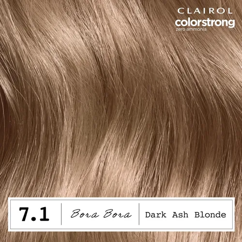 Miniatura 3 de Clairol ColorStrong Tinte Permanente para Cabello Sin Amoníaco Cero, 7.1 Rubio Ceniza Oscuro - Color de Cabello Bora Bora, Paquete de 1