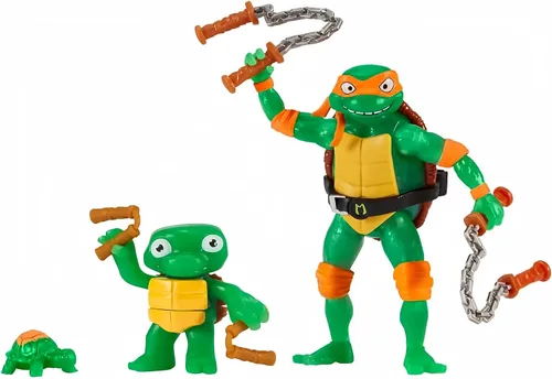 Teenage Mutant Ninja Turtles: Mutant Mayhem - Figura de acción básica de Michelangelo Making of A Ninja de 4.5 pulgadas por Playmates Toys