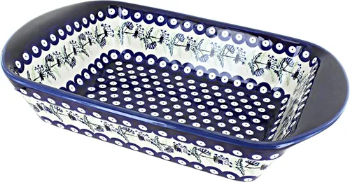 Miniatura 3 de Blue Rose Polish Pottery - Panadero rectangular grande con asas de tulipán azul, 11.5 x 9.25 pulgadas, único, apto para lavavajillas y duradero
