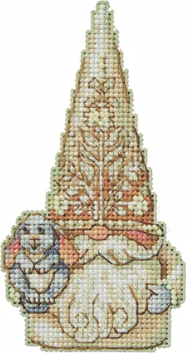 Mill Hill Kit de adornos de punto de cruz con diseño de gnomos de conejo Jim Shore Woodland 2023 JS202311, 2.5 x 5 pulgadas, multicolor