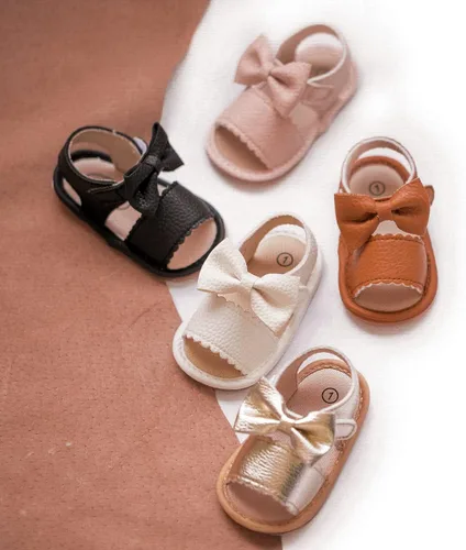 Miniatura 56 de Meckior Sandalias de verano con punta abierta y suave de piel sintética para bebés y niñas pequeñas