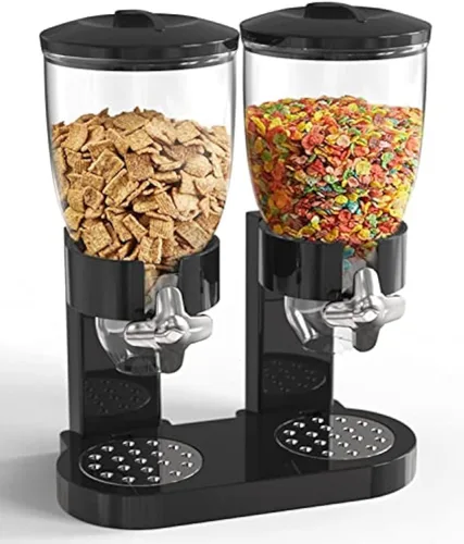 Dispensador de alimentos duales: dispensador de alimentos secos perfecto como dispensador de dulces, nueces, arroz, granola, cereales y más.