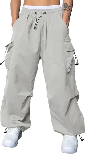 Miniatura 20 de JMIERR Pantalones Cargo Holgados para Hombre de Moda Casuales Pantalón de Paracaídas Ajuste Holgado Harem Joggers con Bolsillos para Ropa Urbana