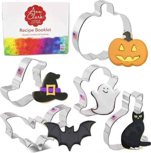 Miniatura 10 de Ann Clark - Juego de moldes para galletas de Halloween (3 piezas, con folleto de recetas, murciélago, calabaza y fantasma)