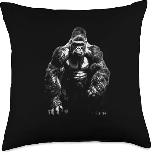 Miniatura 5 de Wild Vibes Face Angry Growling Scary Silverback Gorilla - Almohada (16 x 16 pulgadas), multicolor