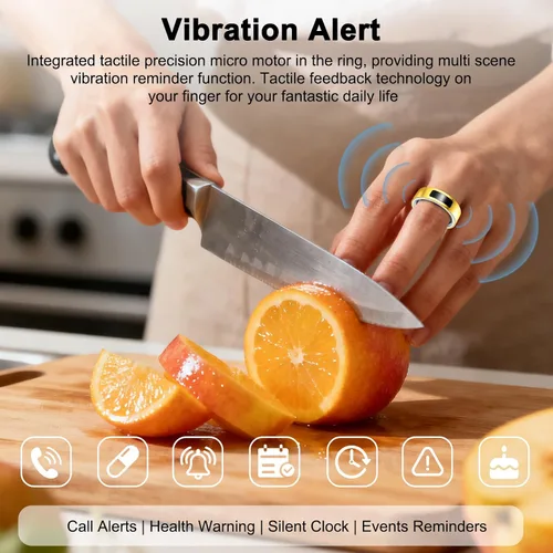 Miniatura 3 de uaue Anillo inteligente de salud para mujeres y hombres, alerta de vibración, control táctil, anillo de seguimiento de fitness con sueño/salud