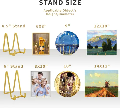 Miniatura 8 de IPAME Soportes cuadrados de metal para exhibir, soporte de 4.5 pulgadas + caballete para portarretratos para libros, placa decorativa, placa, foto