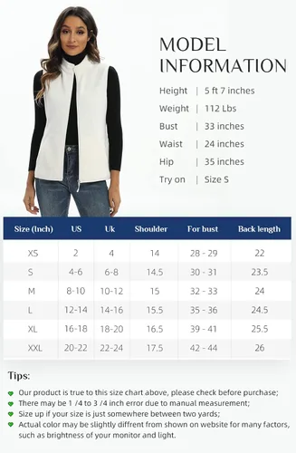 Miniatura 4 de Xeoxarel Chaleco de forro polar para mujer con 6 bolsillos XS-2XL
