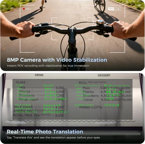 Miniatura 4 de Lentes inteligentes AR con pantalla de visualización, cámara HD integrada y control de anillo, lentes de teleprompter de privacidad AI HUD