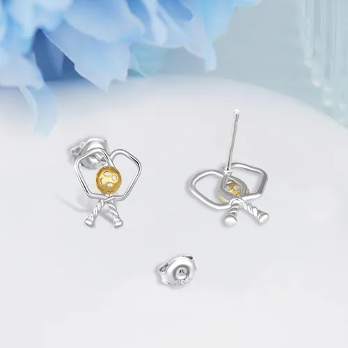 Miniatura 2 de Aretes de béisbolpickleballbaloncestovoleibolsofbolfútbolbolos S925 de plata esterlina, aretes deportivos para mujeres, joyería deportiva, regalos