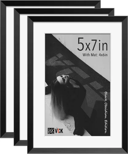 Miniatura 99 de VCK Marco de Fotos de 5 x 7 Pulgadas Negro, Marco de Poster de Aluminio de Alta Calidad con Vidrio Templado, Para Mostrar Fotos de 4 x 6