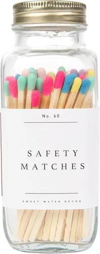 Miniatura 9 de Sweet Water Decor Cerillas de seguridad negras de 4 pulgadas, tarro de vidrio con tapa dorada, aproximadamente 60 cerillas, fósforos, decoración