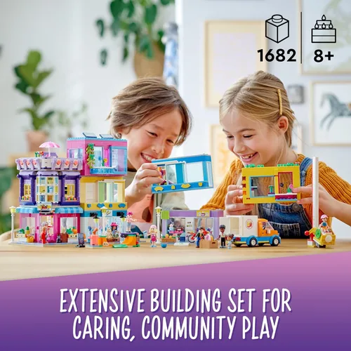 Miniatura 2 de LEGO Friends Main Street Building, Heartlake City Café & Hair Salon 41704, mini casa de muñecas con tiendas de juguetes, juego de construcción