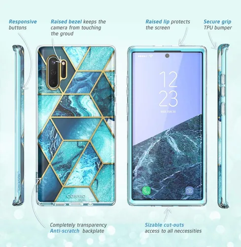 Miniatura 7 de i-Blason Cosmo Series - Funda diseñada para Galaxy Note 10 (versión 2019), diseño de mármol protector sin protector de pantalla integrado
