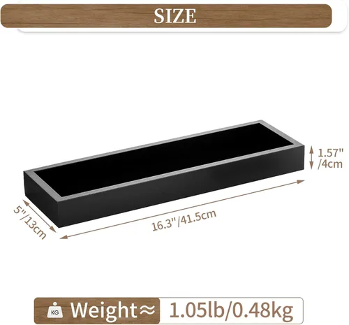 Miniatura 2 de Hanobe Bandeja rectangular larga y estrecha: portavelas rectangular decorativo negro, bandeja de centro de mesa, bandeja de servir sin asa para mesa