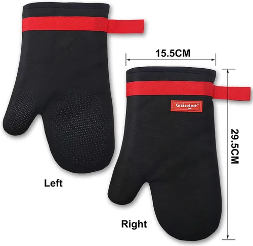 Miniatura 7 de Manoplas de horno de silicona, juego de guantes magnéticos para horno, guantes de algodón resistentes al calor, guantes calientes antideslizantes