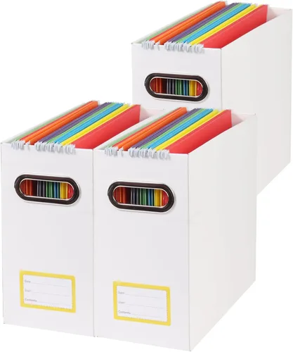 Miniatura 25 de Caja organizadora de archivos plegable con asa, 12.20 x 5.11 x 9.84 pulgadas, organizador de archivos para el hogar u oficina, pequeña caja de Negro
