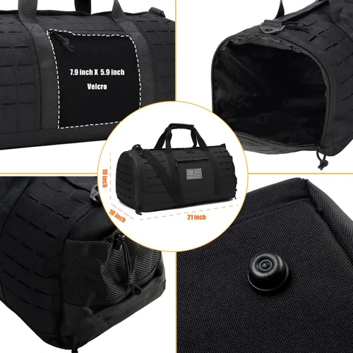 Miniatura 16 de QT&QY Bolsa táctica militar de 40 litros para hombre, bolsa de gimnasio, bolsa de viaje, bolsa de entrenamiento con compartimento para zapatos