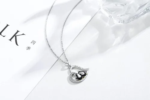 Miniatura 2 de lotus & leaf Penguin Necklace Sterling Silver HeartMoon Pendant Necklace Penguin Gifts for Women Girls