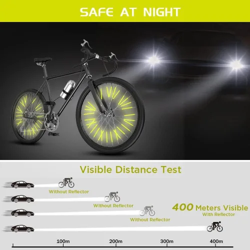 Miniatura 4 de flintronic Reflectores de radios de bicicleta, 48 piezas/72 piezas/96 reflectores de radios de bicicleta para conducción nocturna visibilidad de 360