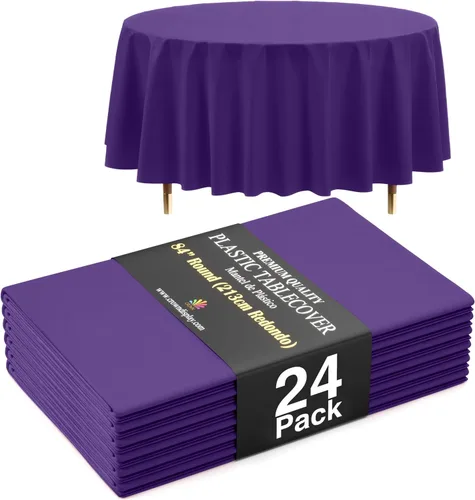 Miniatura 74 de Exquisite 66% Thicker Premium Aqua Round Tablecloth 0.5 Mil 6 Pack Plastic Table Cloth Disposable 84 Inch Round Plastic Tablecloth Won't Tear Easily