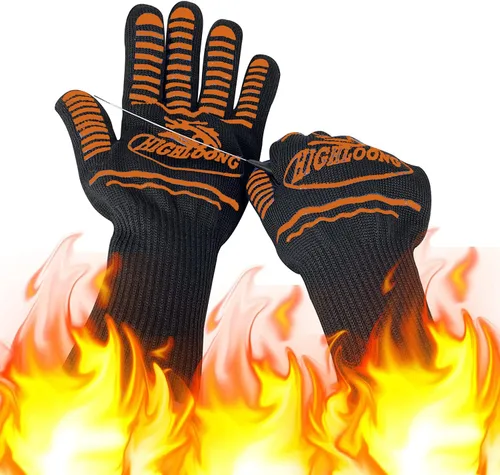 Miniatura 11 de Guantes para barbacoa, guantes de horno 1472℉ resistentes al calor extremo, guantes de silicona antideslizantes para horno, guantes de cocina