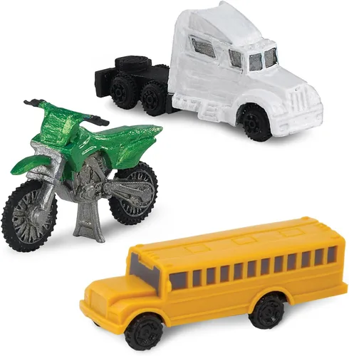 Miniatura 4 de Safari Ltd On the Road TOOB - Figurillas: semi-camión, motocicleta, coche de policía, autobús escolar, coche deportivo, camión de entrega, pick-up