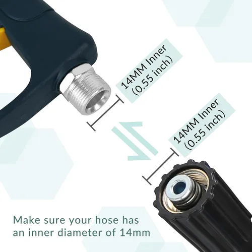 Miniatura 2 de Sooprinse Pistola de lavado a presión corta con cañón de espuma, pistola de lavado de alta presión, lanza de espuma de nieve con conector rápido