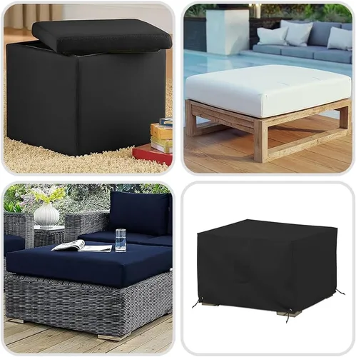 Miniatura 8 de Covers & All Funda para Otomana de Exterior, Poliéster PVC de 12 Oz, Funda Impermeable para Otomana Resistente a Desgarros y UV, Fundas Cuadradas